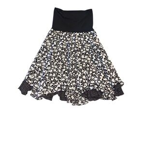 Cabi coquette Bow Print black cream polka dot reversible swing skirt soft girl
